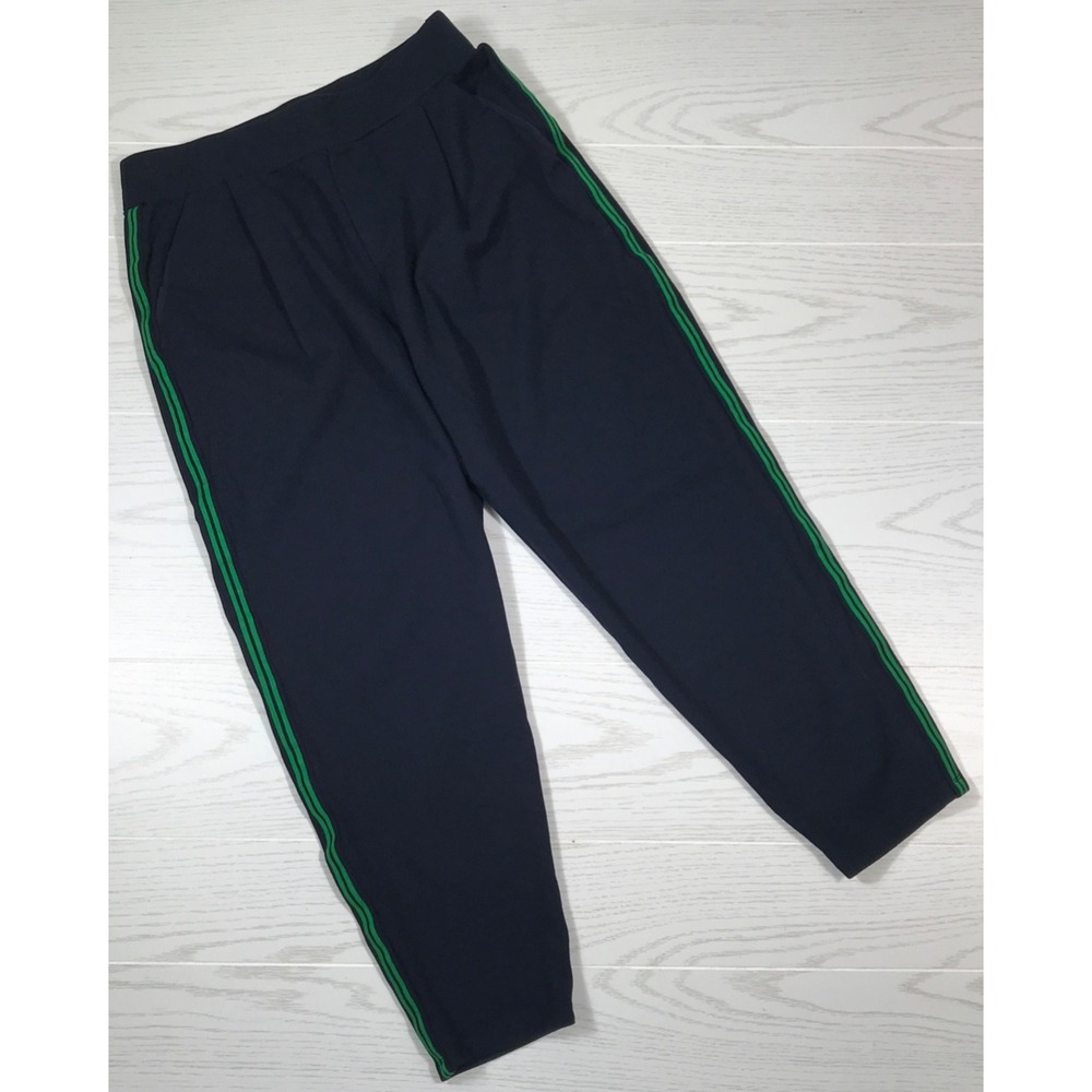 Lauren Ralph Lauren Chino Pants Women M Blue Pull On Side Stripe Elastic Waist